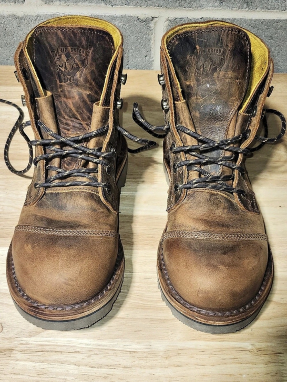 Jim Green Mens  9 US Bronco Brown Numzaan Tyre Wedge Boots